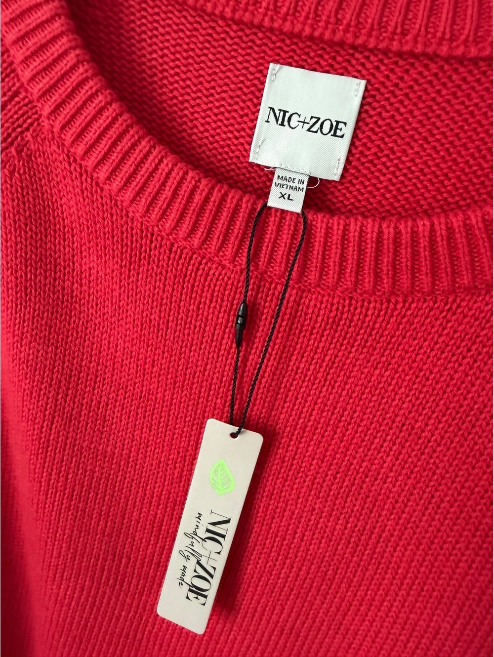 NIC + ZOE NWT Dashing Down Crew Neck White Trim Red Hi-Low Sweater Size XL - Picture 6 of 9